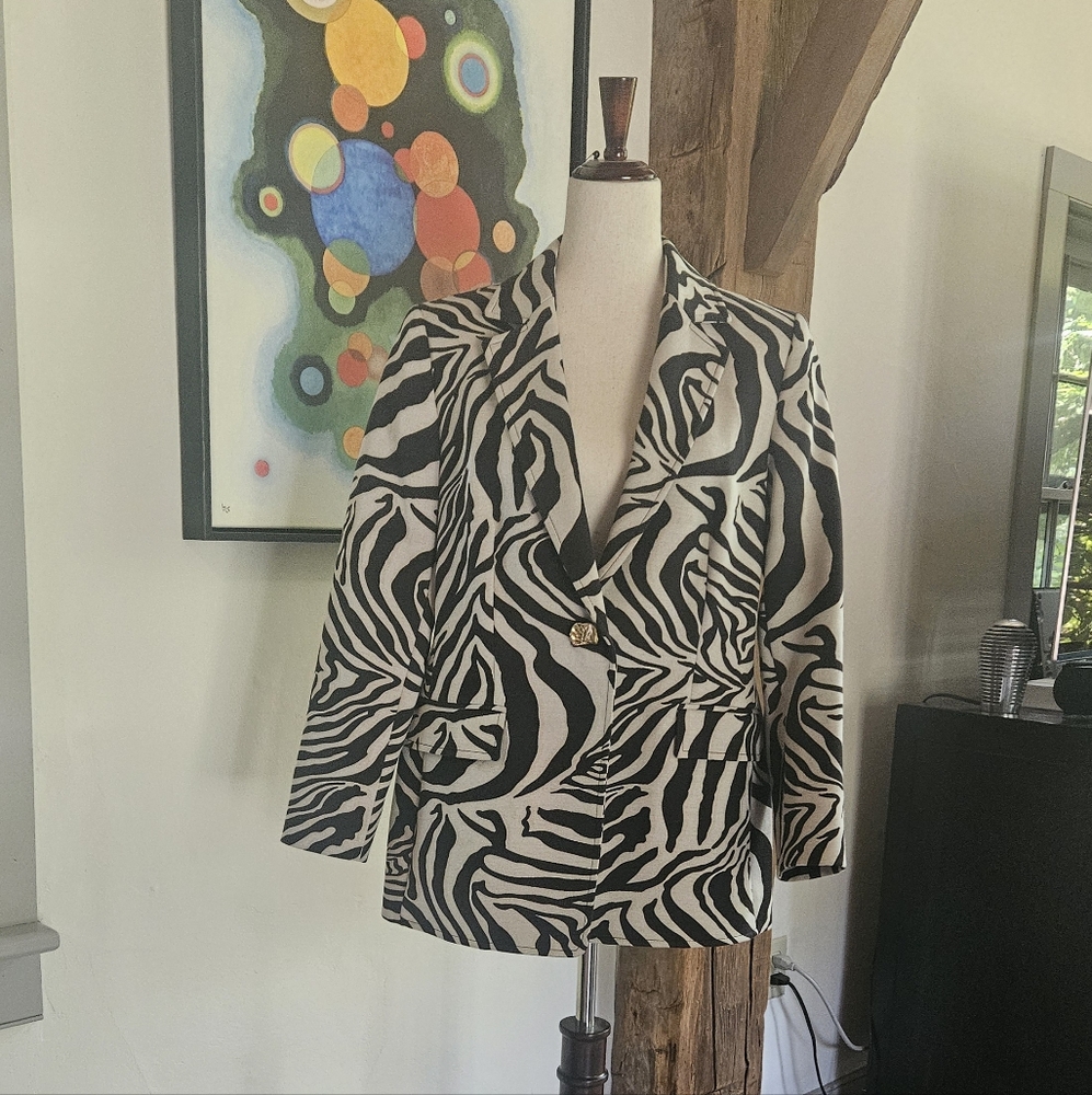 Escada Black and White Zebra Print Blazer